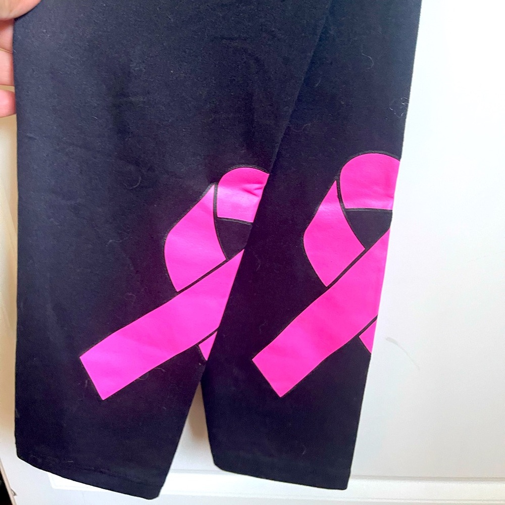 LuLaRoe Breast cancer awareness pink ribbon One Size black stretch pants
